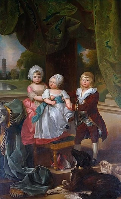 Il principe Adolfo, in seguito duca di Cambridge, con la principessa Mary e la principessa Sophia - Royal Collection